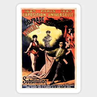 1889 Paris Delprade Mystere! Substitution Vintage Magic Performances Poster Sticker